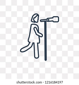Astronomer Woman vector outline icon isolated on transparent background, high quality linear Astronomer Woman transparency concept can be used web and mobile