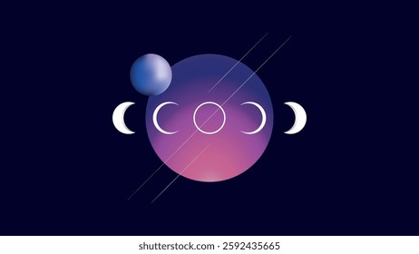 Astronomical abstract background with moon and star elements. Suitable for wallpaper and aesthetic concepts.