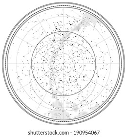 Astronomical Celestial Map of Northern Hemisphere (detailed outline Chart EPS-10)