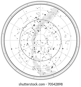 Astronomical Celestial Map of Northern Hemisphere (Outline chart) EPS-8