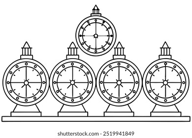 Astronomical Clock Line Art Delicate Timekeeping Masterpiece Celestial Beauty (3)