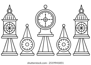 Astronomical Clock Line Art Delicate Timekeeping Masterpiece Celestial Beauty (1)