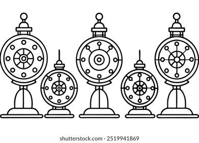 Astronomical Clock Line Art Delicate Timekeeping Masterpiece Celestial Beauty (2)