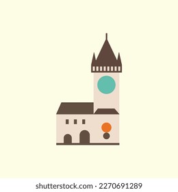 Astronomical clock, Orloj in Prague. Flat style illustration. 