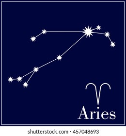 Astronomical constellation and astrological zodiac symbol. Aries. Vector illustration