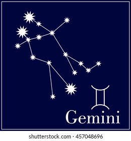 Astronomical constellation and astrological zodiac symbol. Gemini. Vector illustration