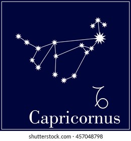 Astronomical constellation and astrological zodiac symbol. Capricornus. Vector illustration