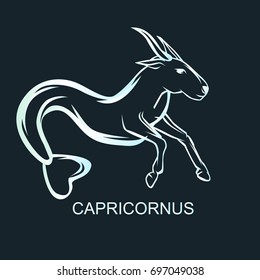 Astronomical constellation and astrological zodiac symbol of Capricorn. Flat vector illustration