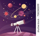 astronomical discoveries. science. telescope. vector cartoon illustration