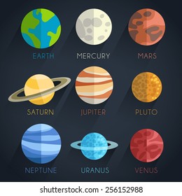 Astronomical Flat Icon Set : Vector Illustration