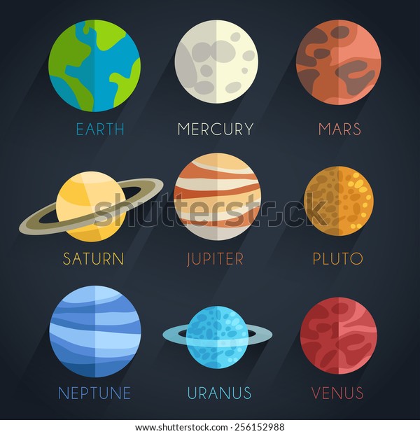 Astronomical Flat Icon Set Vector Illustration Stock Vector (Royalty ...