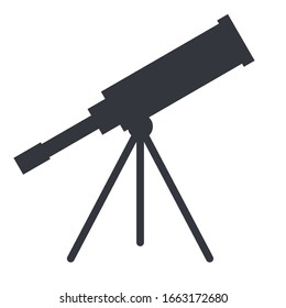 Astronomical Icon. Vector Black Silhouette Telescope