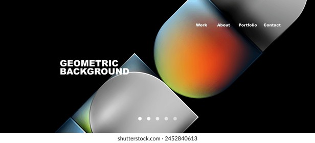 Astronomical object a geometric background resembling a rainbow of colors on a black sky. Circle shapes in various shades, representing heat and science