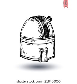 astronomical observatory dome, vector illustration.