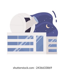 Astronomical observatory station. Astronomy science, solar system research cartoon vector illustration