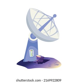 Astronomical radar cartoon style on a white background. Exploration and exploration of space. Vector illustration.