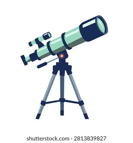 Astronomical space telescope on tripod in flat vector style for stargazing tech icon