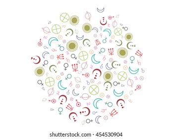 Astronomical symbols. Abstract background. sun, earth, planets. Background for astrological documents