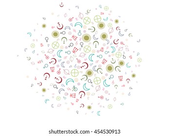 Astronomical symbols. Abstract background. sun, earth, planets. Background for astrological documents