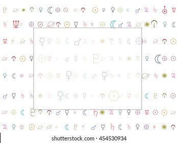 Astronomical symbols. Abstract background. sun, earth, planets. Background for astrological documents