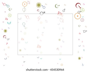 Astronomical symbols. Abstract background. sun, earth, planets. Background for astrological documents
