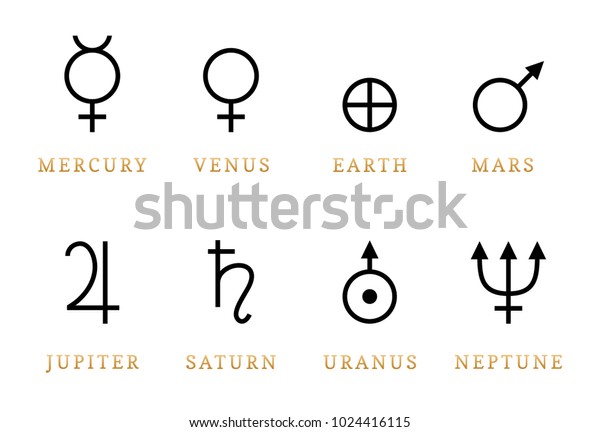 Astronomical Symbols Illustration Eight Planets Signs Stock Vector ...