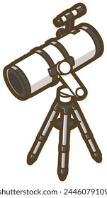 Astronomical telescope. Reflecting telescope. Altazimuth mount. Vector illustration.