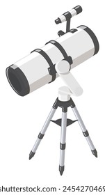 Astronomical telescope. Reflecting telescope. Altazimuth mount. Vector illustration.