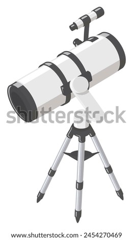 Astronomical telescope. Reflecting telescope. Altazimuth mount. Vector illustration.