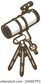 Astronomical telescope. Reflecting telescope. Equatorial mount. Vector illustration.