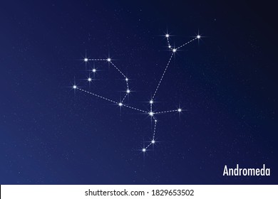 Astronomical vector illustration of Andromeda constellation. 