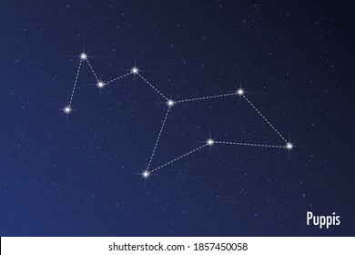 Astronomische Vektorgrafik der Puppis-Konstellation. 