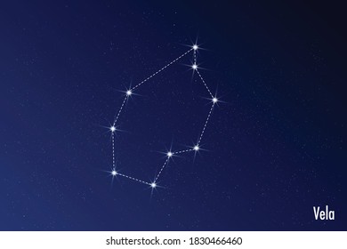 Astronomical vector illustration of Vela constellation. 