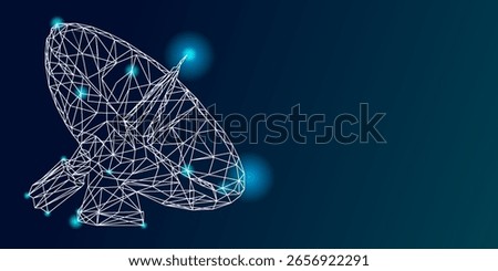 Astronomy. Abstract mash line and point radio telescope on white background with an inscription. Starry sky or space, consisting of stars and the universe. Vector cosmos or space illustration