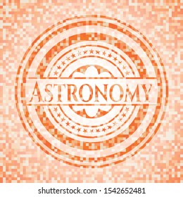 Astronomy abstract orange mosaic emblem with background