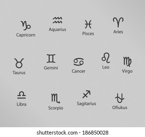 Astronomy, astrology, horoscope, forecast. Colorful zodiacs for icon, sign, symbol, etc.