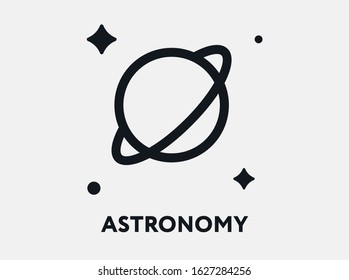 Astronomy Astrology. Planet Space Stars. Flat Vector Line Icon.

