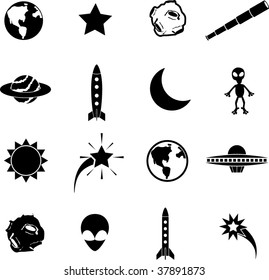 astronomy and astronautics symbols set