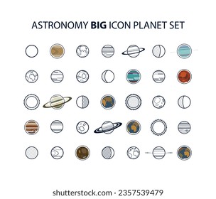 Astronomy Big Icon Planet Set