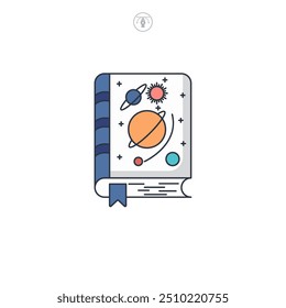Ícone Astronomy Book símbolo ilustração vetorial isolado no fundo branco