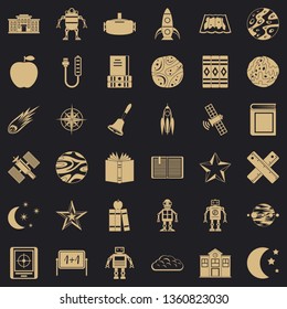 Astronomy book icons set. Simple style of 36 astronomy book vector icons for web for any design