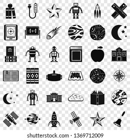 Astronomy book icons set. Simple style of 36 astronomy book vector icons for web for any design