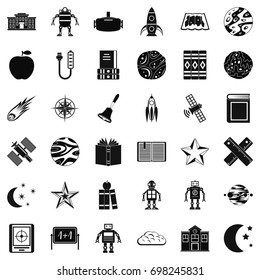 Astronomy book icons set. Simple style of 36 astronomy book vector icons for web isolated on white background