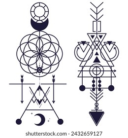 Astronomy Celestial Black and White tattoos