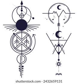 Astronomy Celestial Black and White tattoos