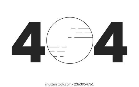 Astronomy celestial body black white error 404 flash message. Cosmos. Space program. Monochrome empty state ui design. Page not found popup cartoon image. Vector flat outline illustration concept