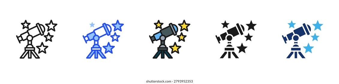 Astronomy Club Icon Collection With Multiple Styles