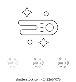 Astronomy, Comet, Space Bold and thin black line icon set