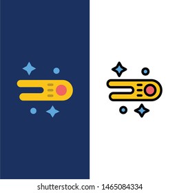 Astronomy, Comet, Space  Icons. Flat and Line Filled Icon Set Vector Blue Background. Vector Icon Template background