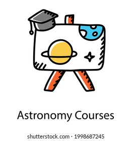 Astronomy courses doodle icon, editable vector 